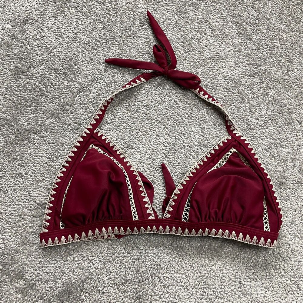 Xhilaration Swimwear Bikini Top Womens Medium Red Halter Padded Summer Beach